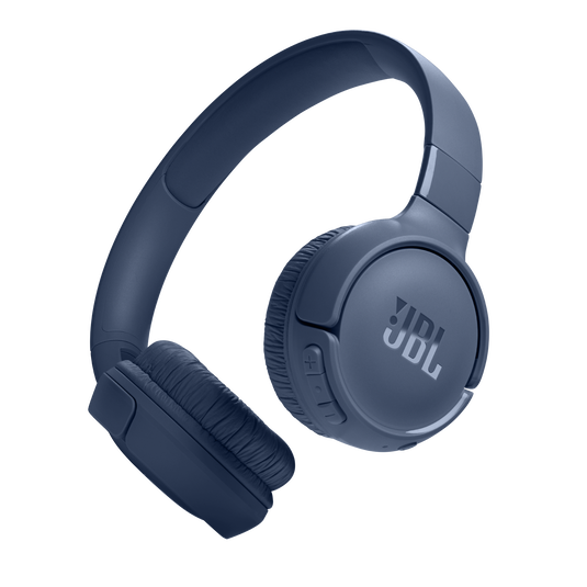 Blue JBL Tune 520BT wireless on-ear headphones