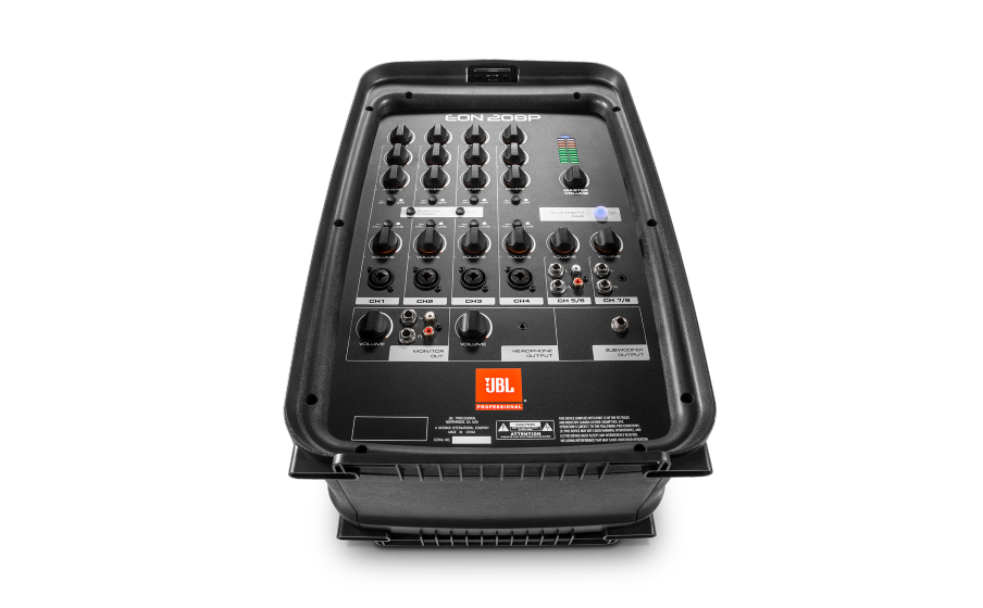 JBL EON208P Built-in 8-channel mixer with input for mics, guitars and line-level sources. - Image